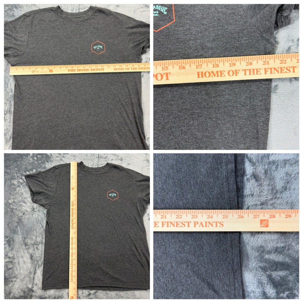 Billabong Mens Premium Graphic T-Shirt Charcoal Gray Heather Logo Tee Size M - Picture 2 of 5